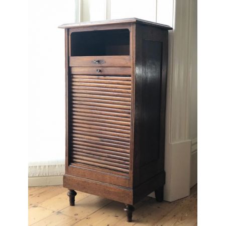Antiker französischer Eichen-Tambour-Aktenschrank