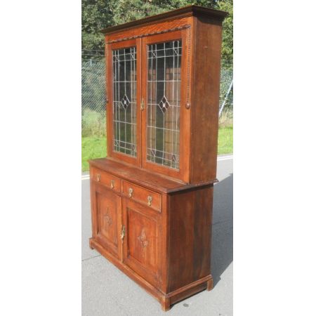 Antiker schwerer Eichenholz Bücherschrank aus der edwardianischen Epoche