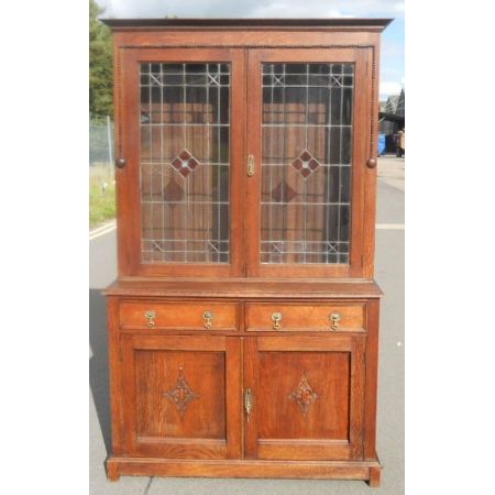 Antiker schwerer Eichenholz Bücherschrank aus der edwardianischen Epoche