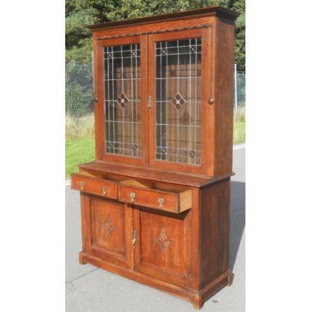 Antiker schwerer Eichenholz Bücherschrank aus der edwardianischen Epoche