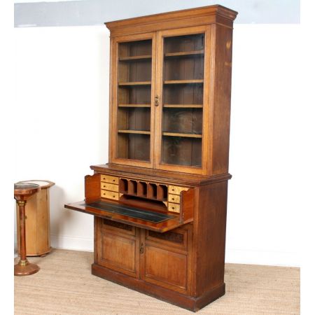 Großer antiker Eichenholz Bücherschrank aus der edwardianischen Epoche