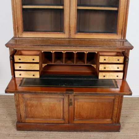 Großer antiker Eichenholz Bücherschrank aus der edwardianischen Epoche