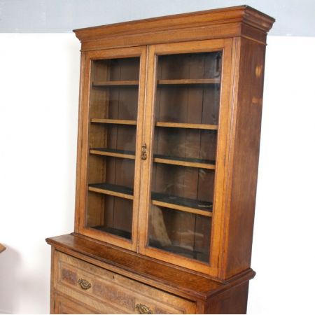 Großer antiker Eichenholz Bücherschrank aus der edwardianischen Epoche