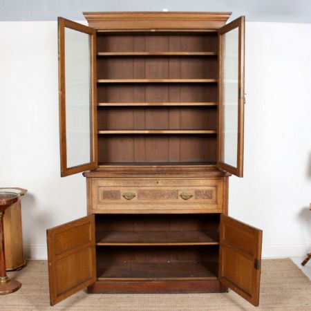 Großer antiker Eichenholz Bücherschrank aus der edwardianischen Epoche