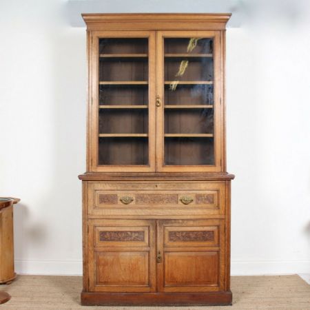 Großer antiker Eichenholz Bücherschrank aus der edwardianischen Epoche