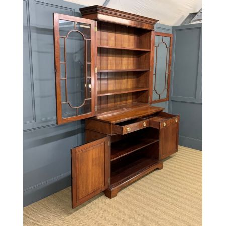 Antiker edwardianischer Inlaid Bücherschrank aus massivem Mahagoni