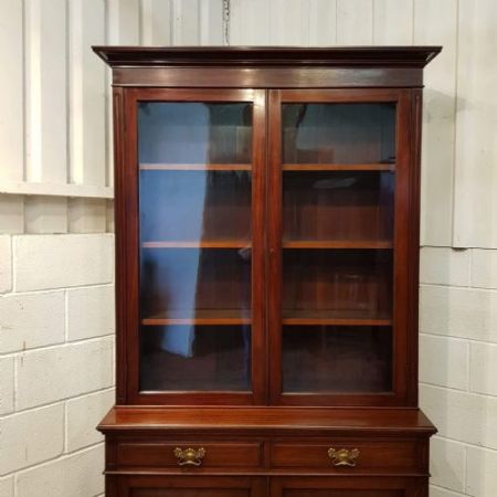 Antiker viktorianischer Mahagoni Bücherschrank von ca 1890