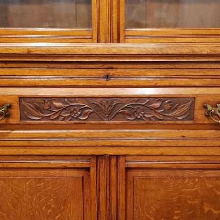 Antiker edwardianischer Eichenholz Bücherschrank