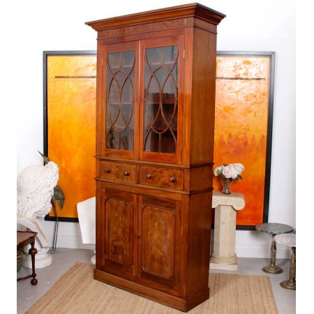 Antiker Glasierter Mahagoni Bücherschrank aus dem 19. Jahrhundert