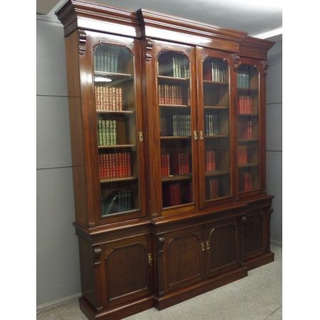 Großes, viktoriansiches Library Bookcase aus Mahagoni Massivholz antik