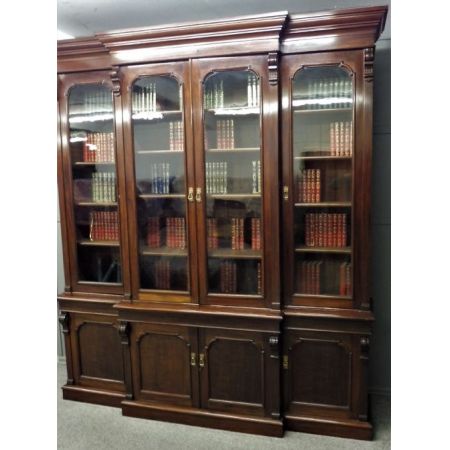 Großes, viktoriansiches Library Bookcase aus Mahagoni Massivholz antik