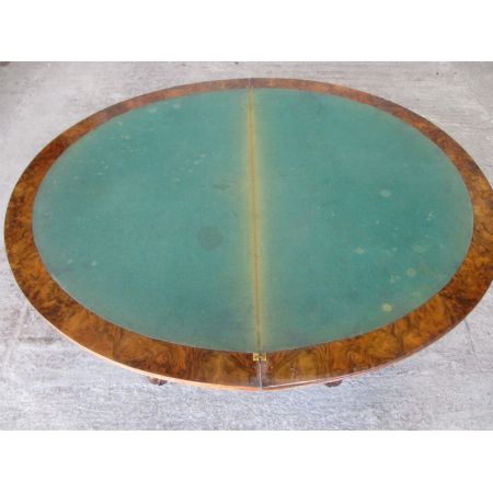 Antiker demi lune Games Table aus Wurzelnussholz Massivholz 19. Jahrhundert