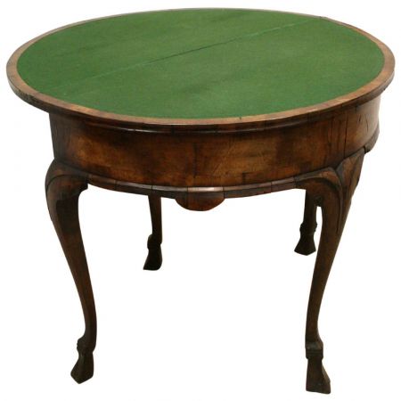 Antiker demi lune Games Table aus Nussbaumholz Massivholz 1860