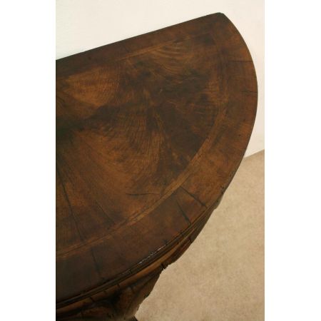 Antiker demi lune Games Table aus Nussbaumholz Massivholz 1860