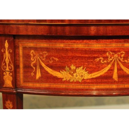 Antiker demi lune Games Table aus Mahagoni Massivholz 1890