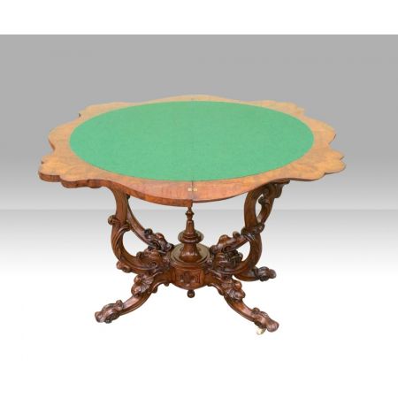 Antiker Games Table aus Wurzelnussholz Massivholz 1870