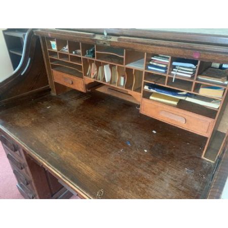 Antiker Rolltop-Schreibtisch aus Eiche Massivholz 1900