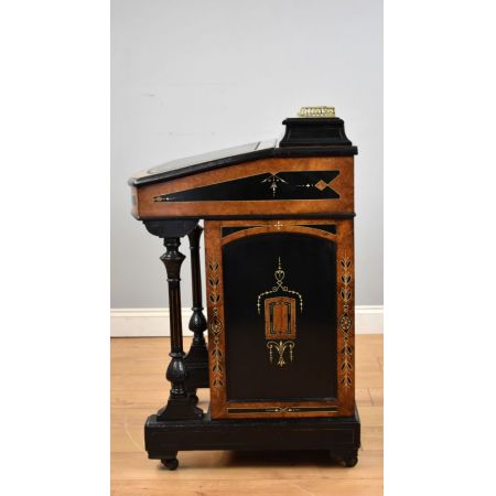 Antiker viktorianischer Davenport aus Ebenholz und Amboyna