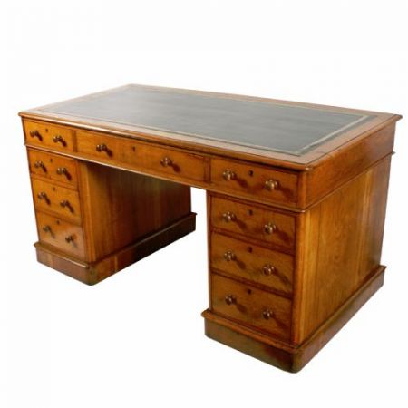 Antiker Pedestal Desk aus Eiche Massivholz 1880