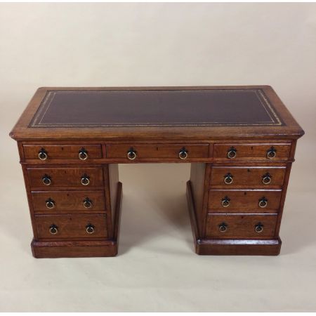 Antiker Pedestal Desk aus Eiche Massivholz 1870 englisch