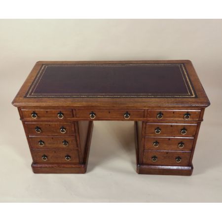Antiker Pedestal Desk aus Eiche Massivholz 1870 englisch