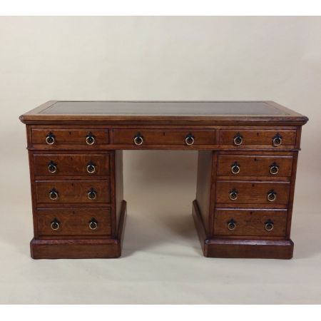 Antiker Pedestal Desk aus Eiche Massivholz 1870 englisch