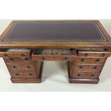 Antiker Pedestal Desk aus Eiche Massivholz 1870 englisch