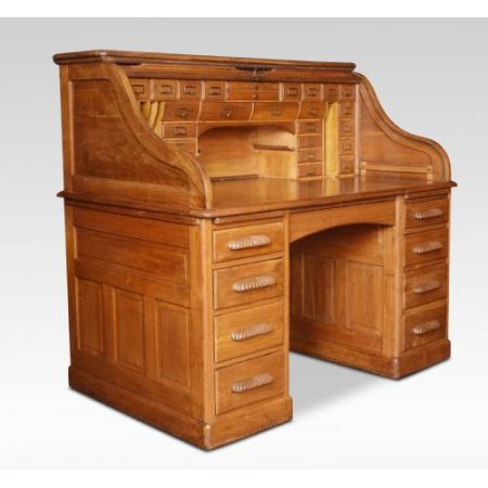 Antiker Pedestal Desk aus Walnussholz Massivholz 1900