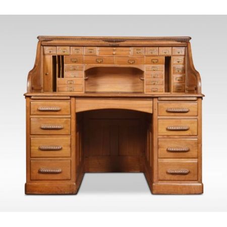 Antiker Pedestal Desk aus Walnussholz Massivholz 1900