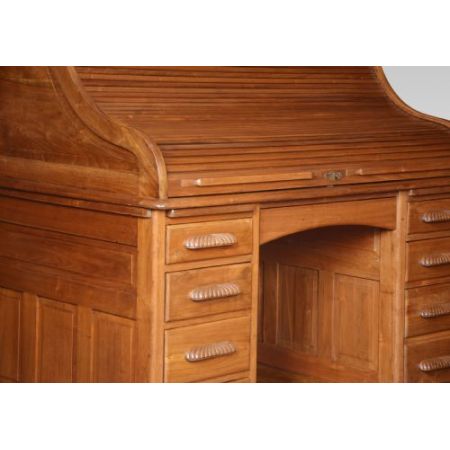 Antiker Pedestal Desk aus Walnussholz Massivholz 1900