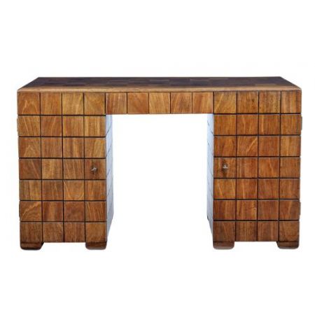 Antiker Pedestal Desk aus Teakholz Massivholz 1920