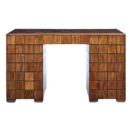 Antiker Pedestal Desk aus Teakholz Massivholz 1920