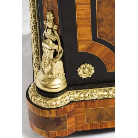 Antiker Pedestal Desk aus Wurzelnuss- und Olivenholz 1870