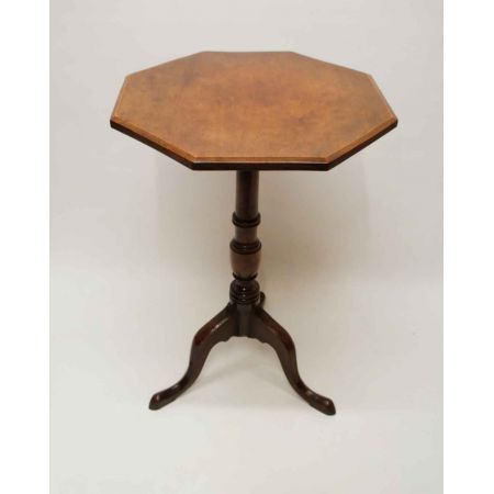 Antiker achteckiger Mahagoni Weintisch