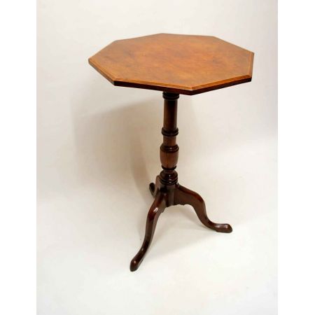 Antiker achteckiger Mahagoni Weintisch