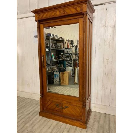 Antiker, französischer Kleiderschrank (Armoire) aus Pitch Pine Kiefernholz Massivholz 19. Jahrhundert