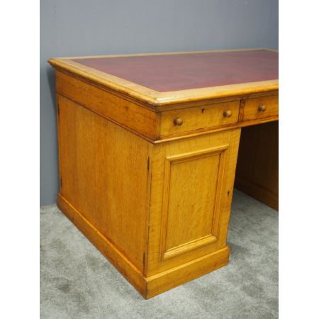 Antiker viktorianischer Partner Schreibtisch aus Eichenholz