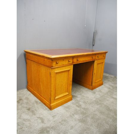 Antiker viktorianischer Partner Schreibtisch aus Eichenholz