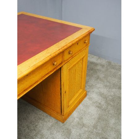 Antiker viktorianischer Partner Schreibtisch aus Eichenholz