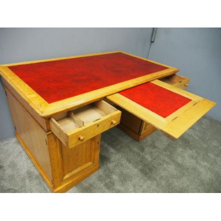 Antiker viktorianischer Partner Schreibtisch aus Eichenholz