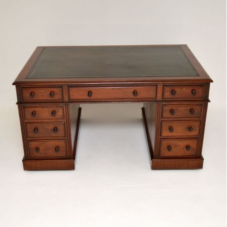 antiker viktorianischer Mahagoni Partner Schreibtisch