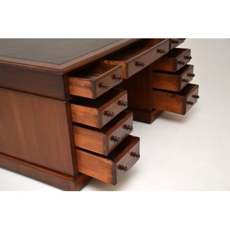 antiker viktorianischer Mahagoni Partner Schreibtisch