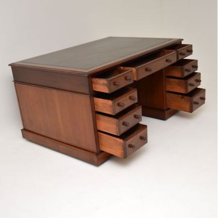 antiker viktorianischer Mahagoni Partner Schreibtisch