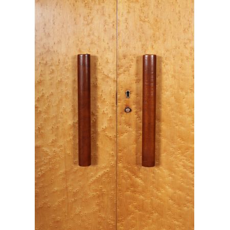 Antiker Art-Deco-Kleiderschrank aus Vogelaugenahorn