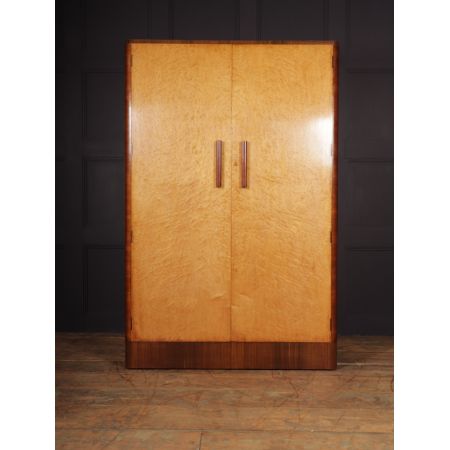 Antiker Art-Deco-Kleiderschrank aus Vogelaugenahorn