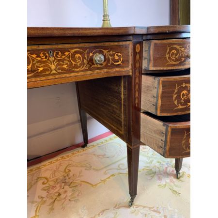 Antiker Inlaid Doppelschreibtisch aus Mahagoni von ca 1900