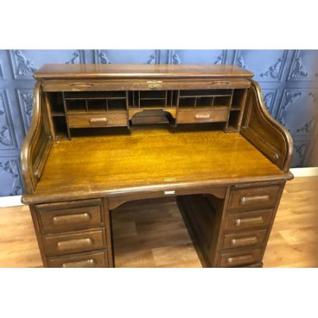 Antiker Roll-Top-Schreibtisch aus Eichenholz von Derby