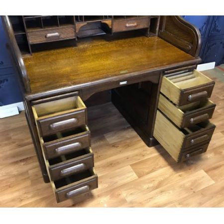 Antiker Roll-Top-Schreibtisch aus Eichenholz von Derby