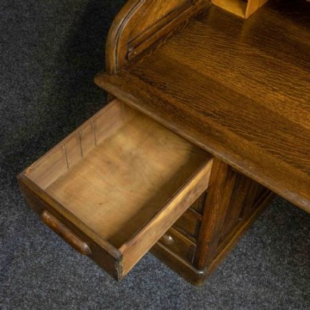 Antiker Eichenholz Roll-Top Schreibtisch