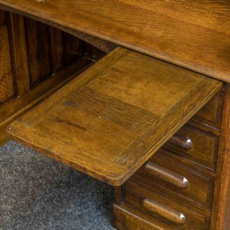 Antiker Eichenholz Roll-Top Schreibtisch